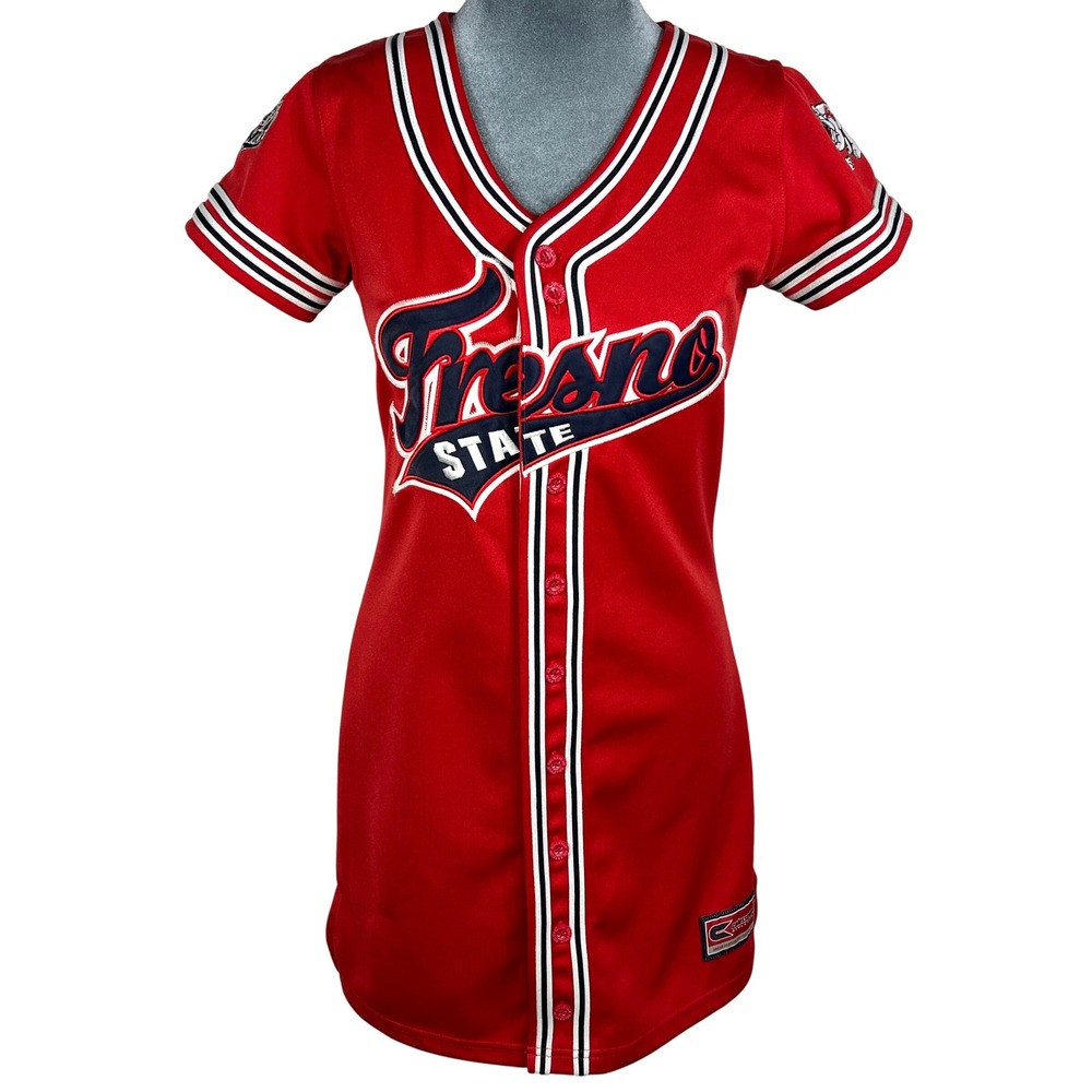 Fresno State Bulldogs Jersey Dress Small Red Football Baseball Fan Sportwear VTG
